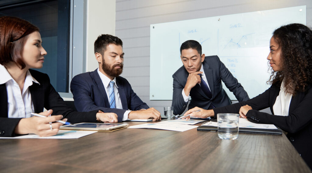 serious businesspeople having meeting